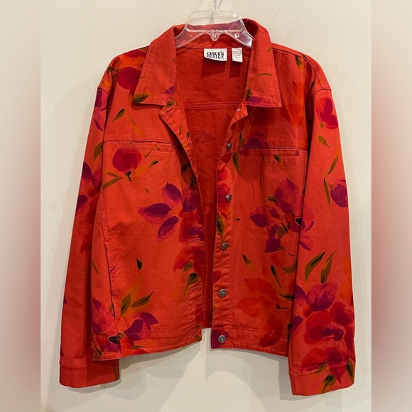 Chicos Denim Floral Jacket - Picture 1 of 13